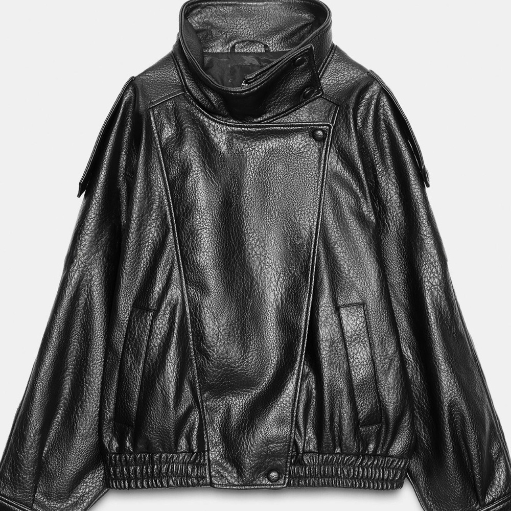 Black Zara leather jacket NWT